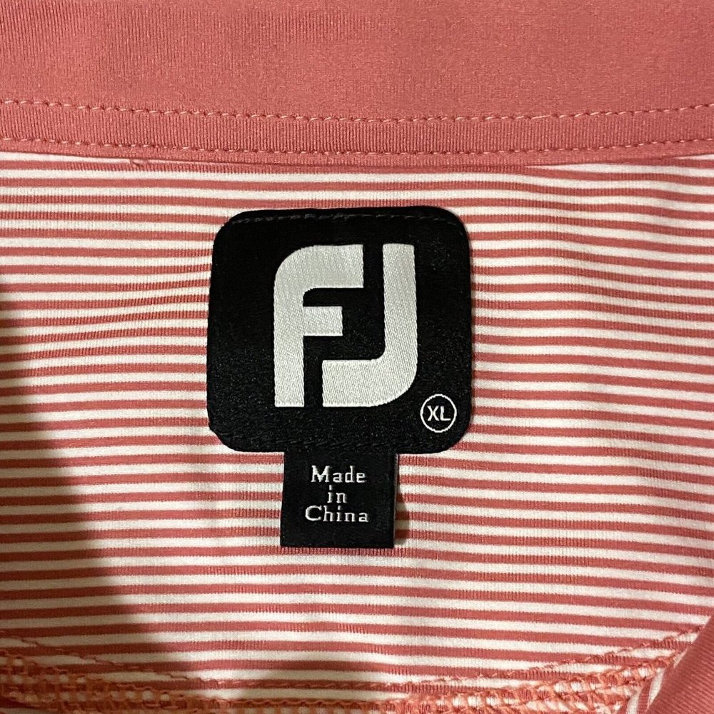 Footjoy Polo Golf Shirt Mens XL Salmon Short Sleeve Poly Stretch - Picture 6 of 10